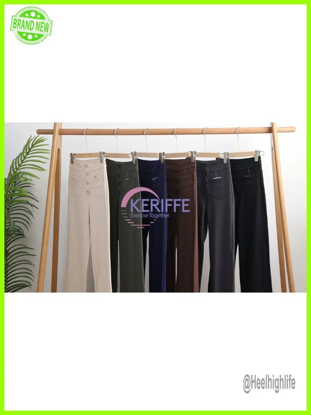 High Waist Straight Leg Dress Pants Stretchy Work Trousers
